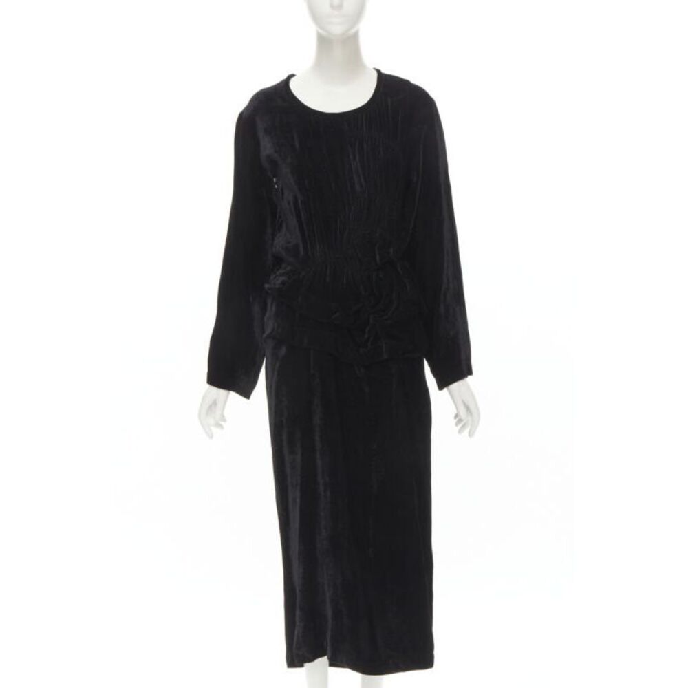 Comme Des Garcons Velvet Shirred Midi Dress